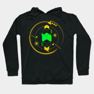 Galaxy geometric Planet futuristic yellow green Hoodie